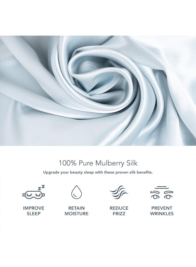 Fishers Finery 19mm 100% Pure Mulberry Silk Pillowcase, Quality Tested (Blue, K) - Image 1