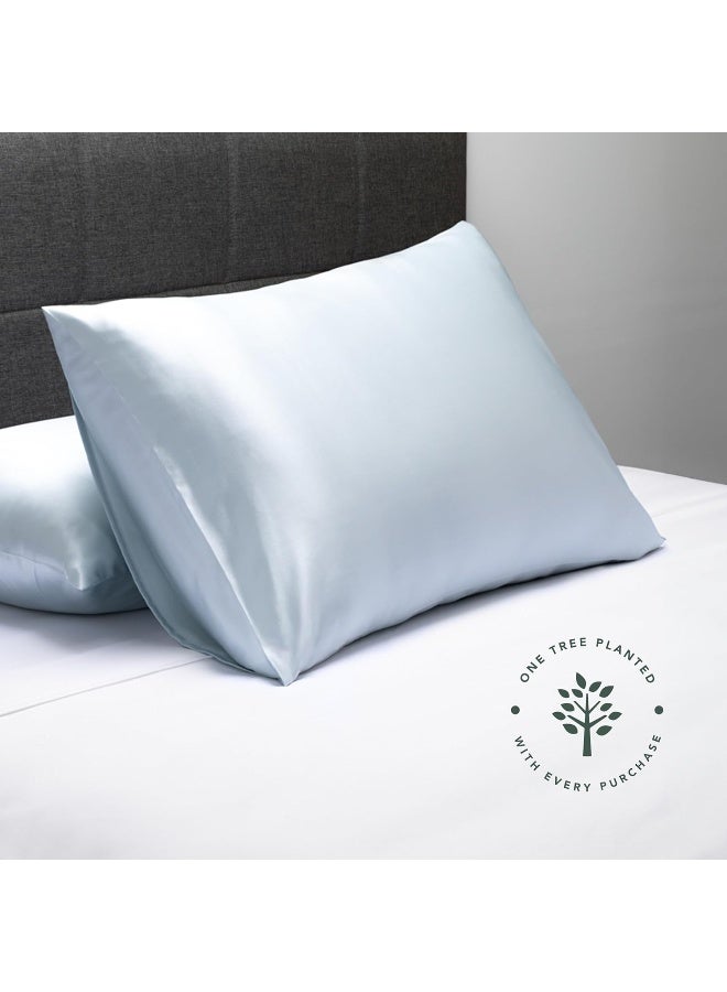 Fishers Finery 19mm 100% Pure Mulberry Silk Pillowcase, Quality Tested (Blue, K) - Image 2