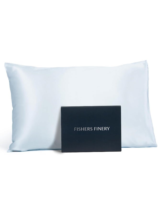 Fishers Finery 19mm 100% Pure Mulberry Silk Pillowcase, Quality Tested (Blue, K) - Image 3