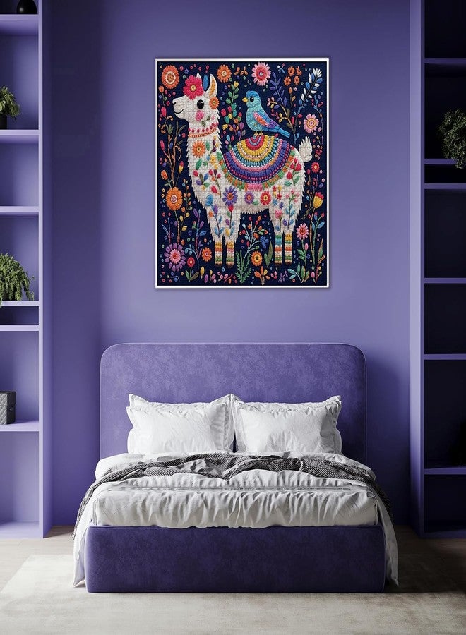 PPuzzling Funny Llama Puzzles for Adults 1000 Pieces, Cute Flowel Alpaca with Bird Jigsaw Puzzle, Colorful Artistic Floral Animal Puzzle, Hard Difficult Challenging Puzzle for Adults as Home Wall Decor - Image 5