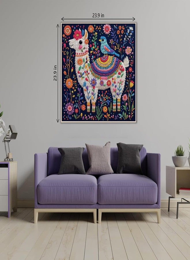 PPuzzling Funny Llama Puzzles for Adults 1000 Pieces, Cute Flowel Alpaca with Bird Jigsaw Puzzle, Colorful Artistic Floral Animal Puzzle, Hard Difficult Challenging Puzzle for Adults as Home Wall Decor - Image 3