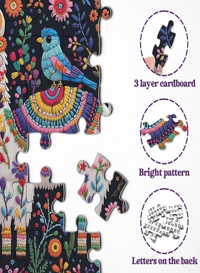 PPuzzling Funny Llama Puzzles for Adults 1000 Pieces, Cute Flowel Alpaca with Bird Jigsaw Puzzle, Colorful Artistic Floral Animal Puzzle, Hard Difficult Challenging Puzzle for Adults as Home Wall Decor - Image 4