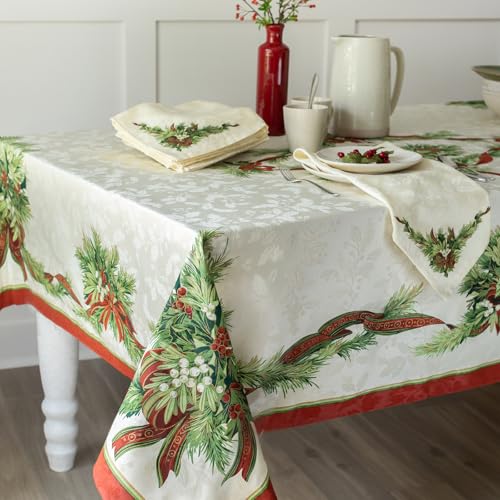 Benson Mills Christmas Ribbons Engineered Printed Fabric Table Cloth, Winter, Holiday and Christmas Tablecloth (60" X 120" Rectangular, Xmas Ribbons) - Image 4