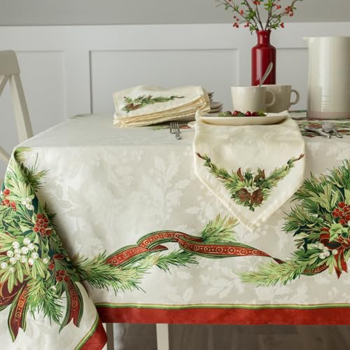 Benson Mills Christmas Ribbons Engineered Printed Fabric Table Cloth, Winter, Holiday and Christmas Tablecloth (60" X 120" Rectangular, Xmas Ribbons) - Image 2