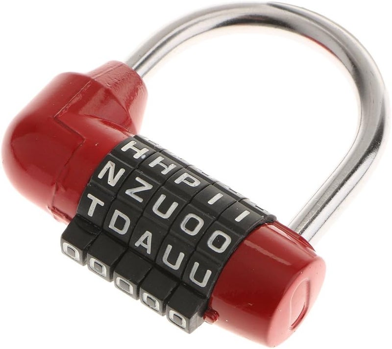 klarakoDigit Dial Combination Code 5 Letters Lock Padlock Suitcase Luggage Pad Lock klarakoRed - Image 2