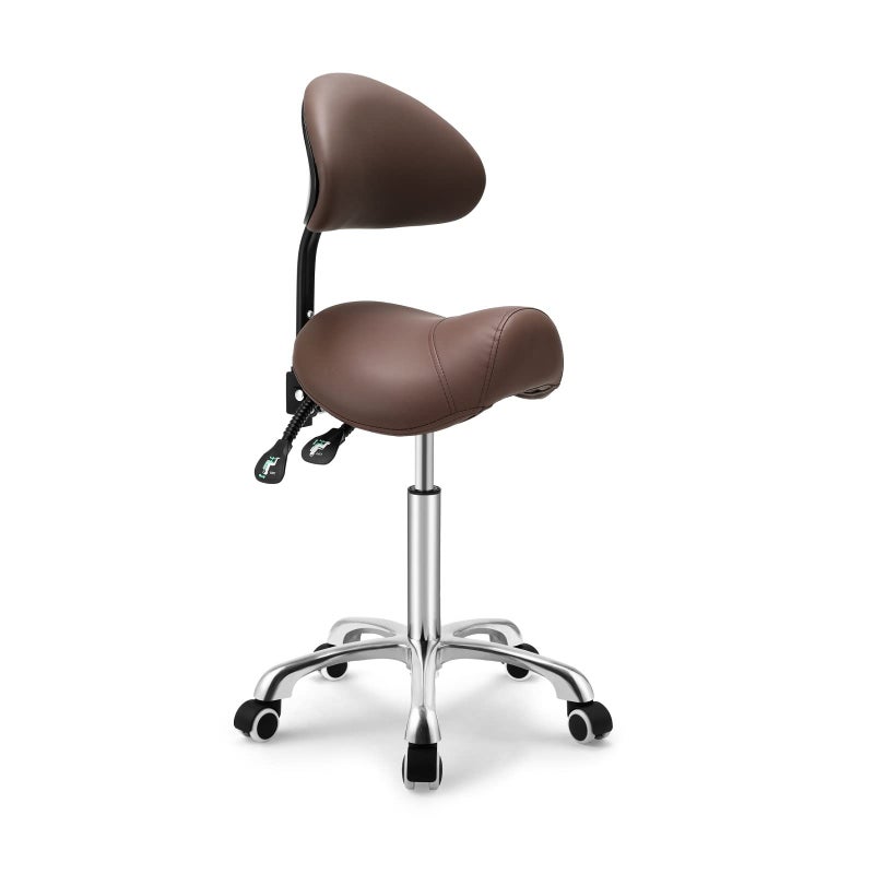 Kaleurrier Saddle Stool Rolling Swivel Height Adjustable with Wheels,Heavy Duty Anti-Fatigue Ergonomic Saddle Chair for Hair Beauty Salon Lab Dental Massage Office Home Kitchen (with Back, Coffee) - Image 1