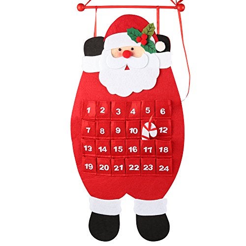 D-FantiX Santa Christmas Advent Calendar 2025, 3D Felt Hanging Advent Calendar Reusable Countdown to Christmas Calendar for Kids Christmas Decorations Gifts - Image 1