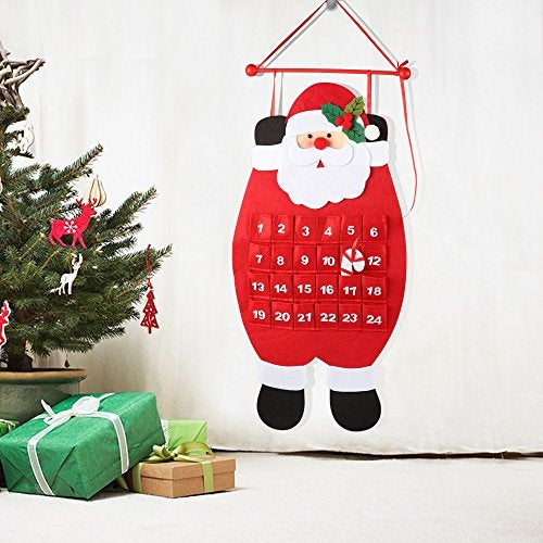 D-FantiX Santa Christmas Advent Calendar 2025, 3D Felt Hanging Advent Calendar Reusable Countdown to Christmas Calendar for Kids Christmas Decorations Gifts - Image 3