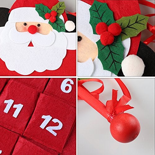 D-FantiX Santa Christmas Advent Calendar 2025, 3D Felt Hanging Advent Calendar Reusable Countdown to Christmas Calendar for Kids Christmas Decorations Gifts - Image 5
