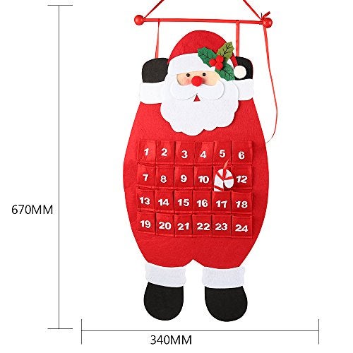 D-FantiX Santa Christmas Advent Calendar 2025, 3D Felt Hanging Advent Calendar Reusable Countdown to Christmas Calendar for Kids Christmas Decorations Gifts - Image 4