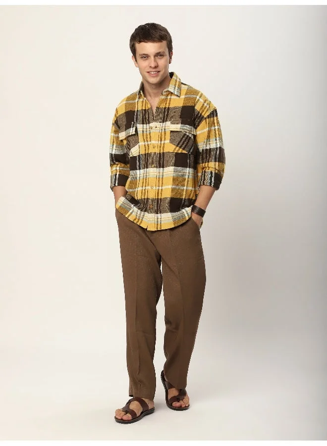 Beyoung Yellow Recycled Plaid Flannel Shirt