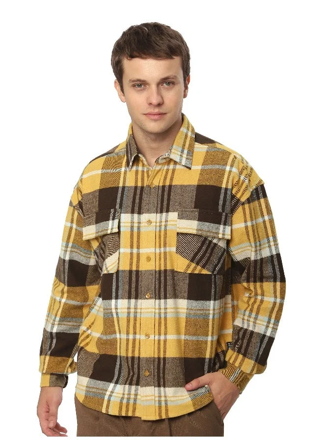 Beyoung Yellow Recycled Plaid Flannel Shirt