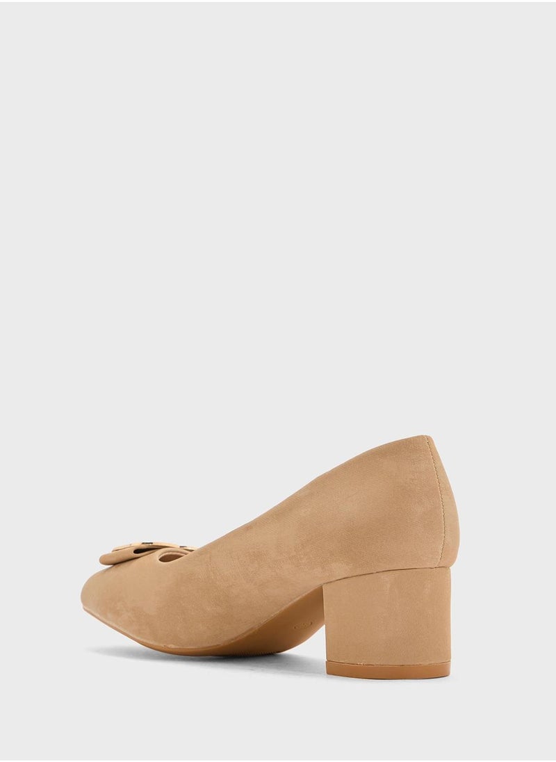 Pink Step Low Block Heeled Pump  - Image 3