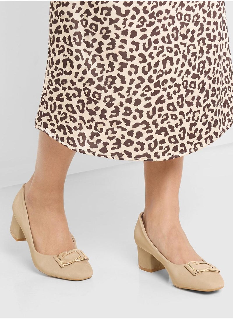 Pink Step Low Block Heeled Pump  - Image 5