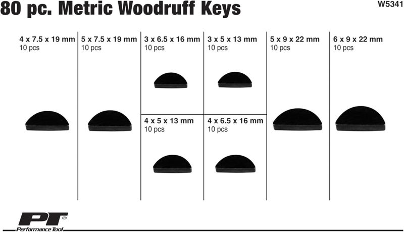 Performance Tool W5341 80pc Woodruff Key Assortment Metric - Image 2