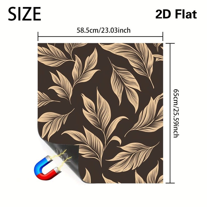 Magnetic Appliance Cover Dark Brown Beige Leaf Pattern 23.03x25.59 Inch Dishwasher Refrigerator Washer Dryer Door Panel Conceal White Control Panels Flat Surface No Drilling Required Modern Upgrade Flat 2d - Image 3