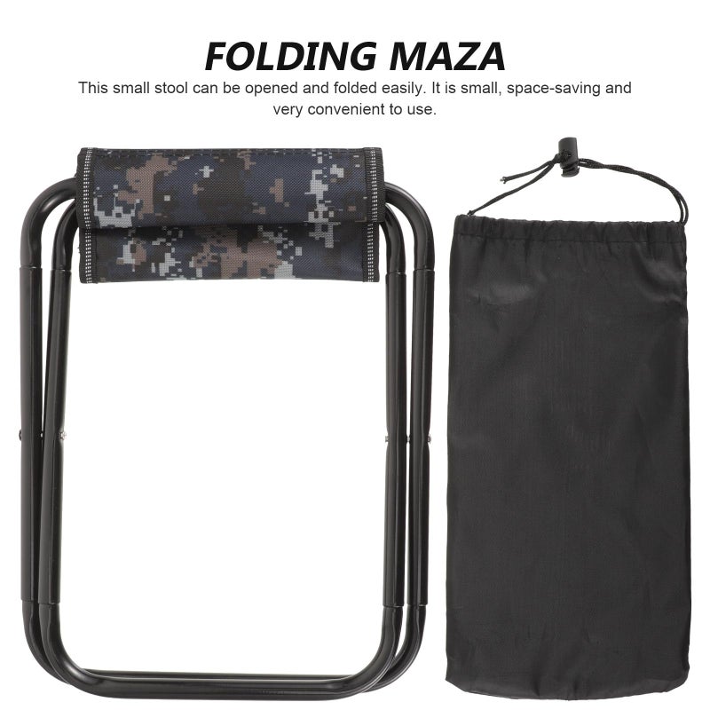 Blue Camouflage Portable Folding Stool Compact Lightweight Chair for Camping Hiking Fishing Outdoor Travel - Image 5