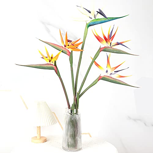 Beebel Artificial Flowers Bird of Paradise Greenery Plants Indoor Outside Garland Home Garden Office Verandah Wedding Decorations 6pcs (Yellow, 6 Pack) - Image 5