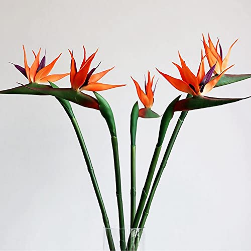 Beebel Artificial Flowers Bird of Paradise Greenery Plants Indoor Outside Garland Home Garden Office Verandah Wedding Decorations 6pcs (Yellow, 6 Pack) - Image 1