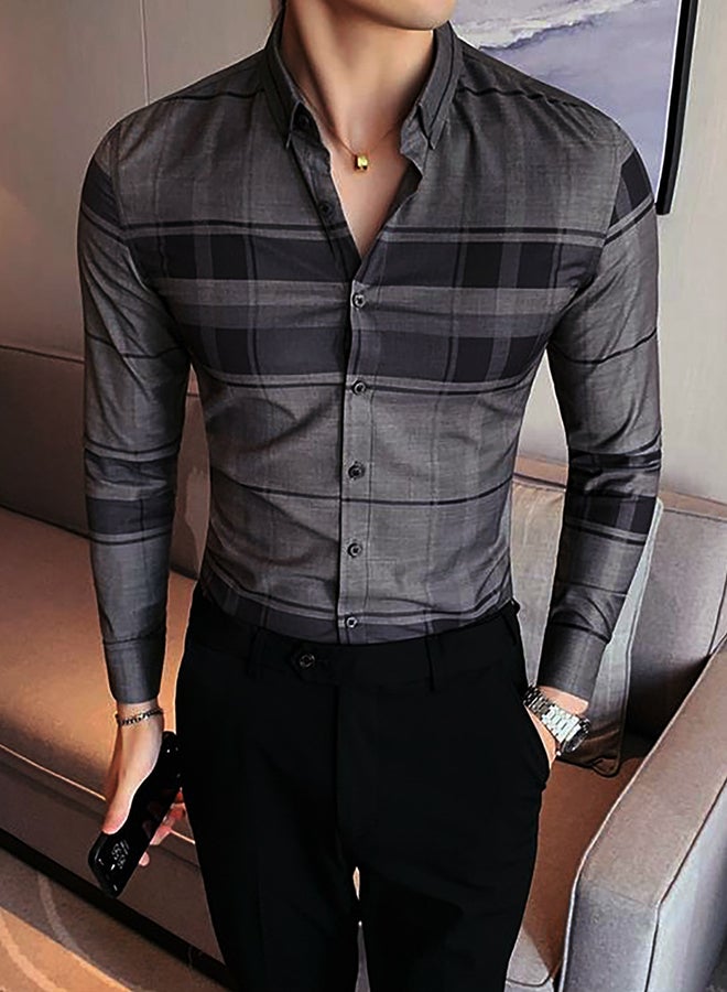 تايك تو قميص مخطط بأزرار أمامية وأكمام طويلة - Image 2