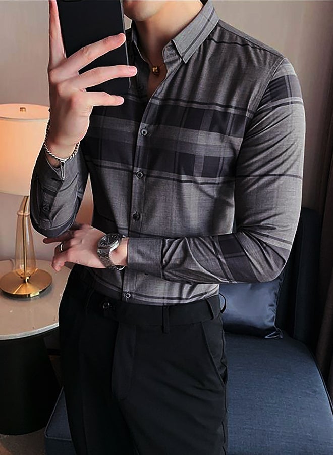 تايك تو قميص مخطط بأزرار أمامية وأكمام طويلة - Image 3