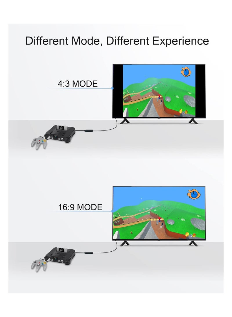 Zikra N64 to HDMI Converter Converts, for N64, SNES, SFC, NGC Retro Game Console.Convert Nintendo64, Gamecube, SNES, SFC Signal to All HDMI Smart TV. Support 4:3 or 16:9 Switching - Image 3