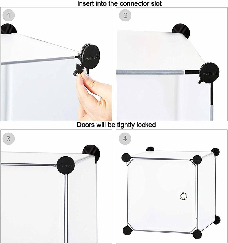EXVITO Kids Portable DIY Cartoon Wardrobe | Multi-Shelf Almirah for Baby Clothes Storage | Plastic Kids Cupboard with Hanging Space | Sun Protection with Anti-Slip Handle (Panda Blue, 8 Door) - Image 4
