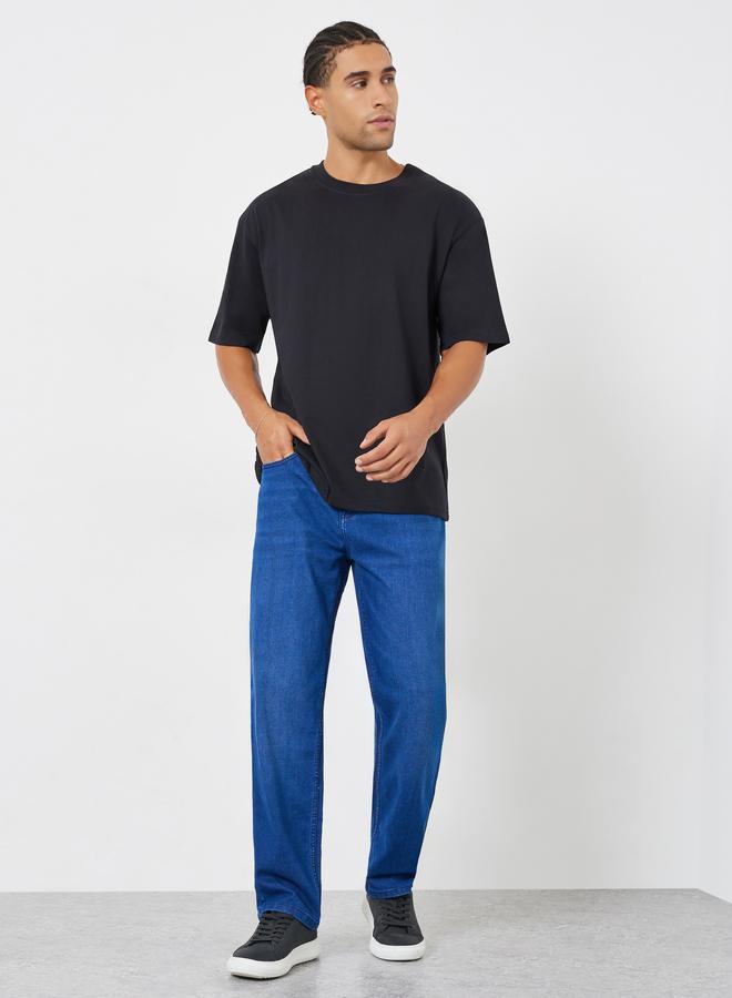 Styli Men Black Oversized Graphic Print Jersey T-Shirt - Image 2