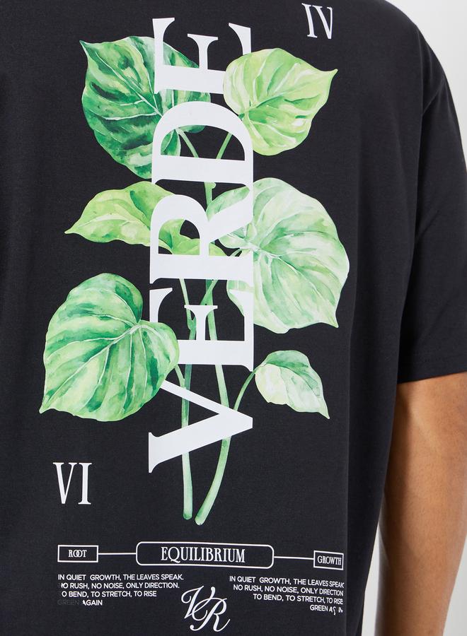 Styli Men Black Oversized Graphic Print Jersey T-Shirt - Image 4