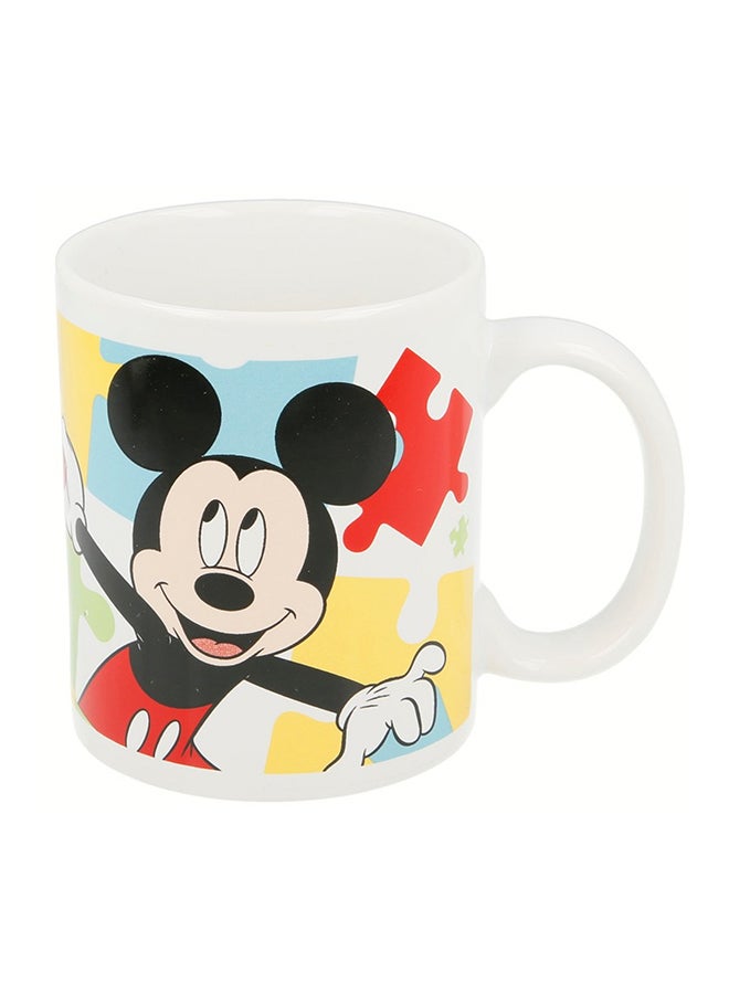 Disney Mickey Mouse Puzzle Printed Mug White/Black/Red - Image 1