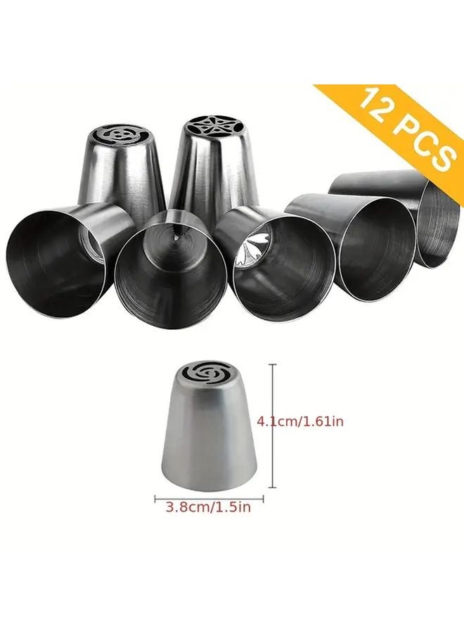 47 Pcs Cake Decorating Set With 12 Flower Tips 2 Leaf Tips 2 Couplers 30 Piping Bags - Image 5