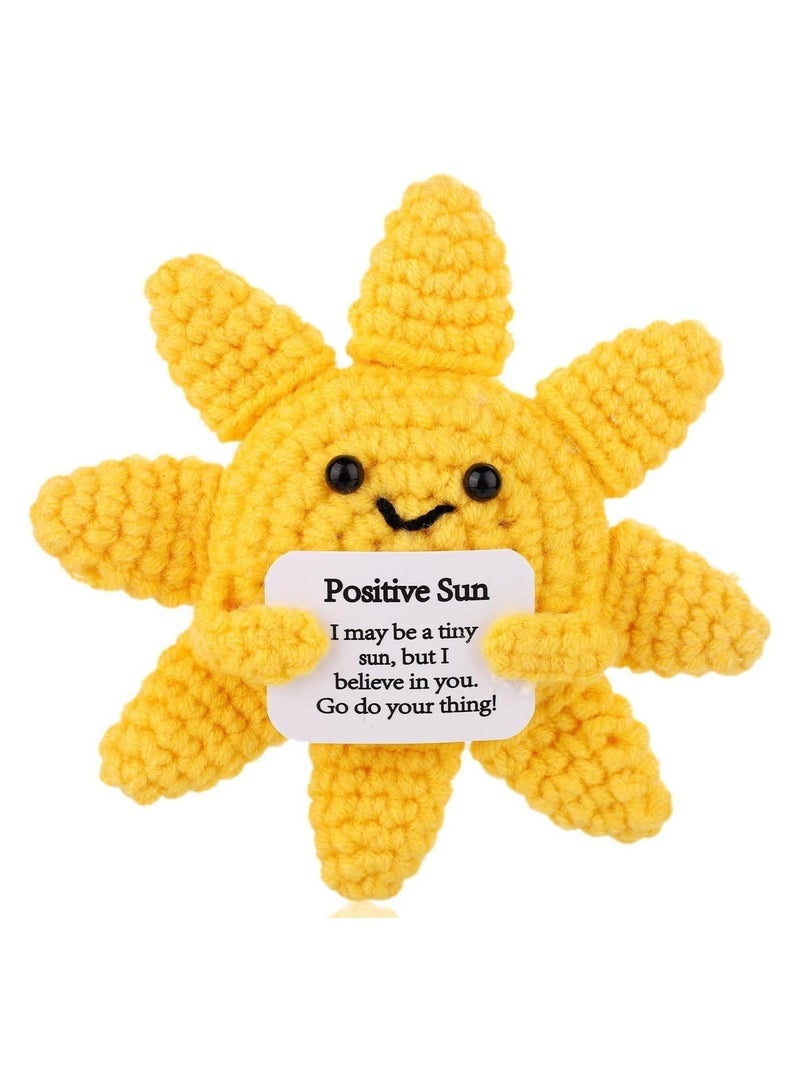 general Funny Positive Crochet Sun - Handmade Yarn Ornament, Cute Smile Decoration for Kids Room/Bag/Keychain, Healing Gift - Image 1