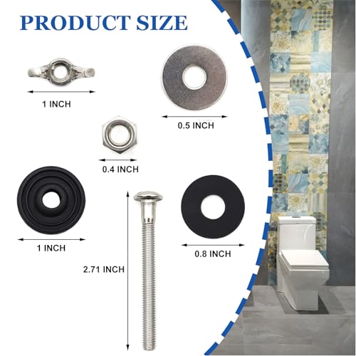 GZJoSum Universal Toilet Tank to Bowl Bolt Kit, Heavy Duty Toilet Tank Replacement Kit, Waterproof and Rustproof Stainless Steel Toilet Tank Bolts(2 PCS) - Image 2