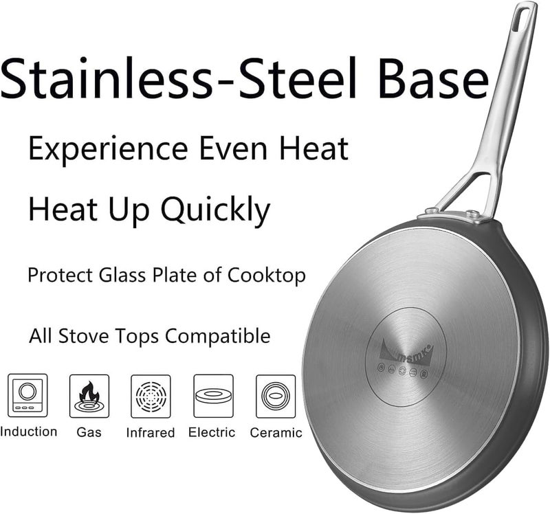 MsMk Crepe Pan with Spreader, 8 Inch Titanium and Ceramic Nonstick Flat Skillet Tortilla Egg Pan, Induction Compatible, PFOA Free, Oven Safe to 700°F - Image 3