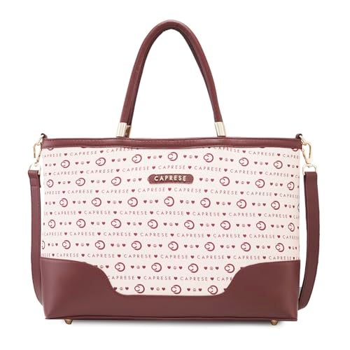 Caprese Peace Tote Bag, Large | Stylish Handbag for Women with Laptop Compartment |Spacious, Versatile Office & Daily Essentials Tote, Detachable Sling Strap, Multi-Organizational Pockets (Off-White) - Image 1