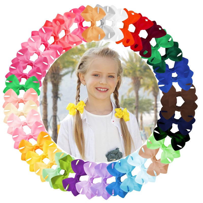 Oaoleer 40Pcs 3" Grosgrain Ribbon Alligator Clips, Barrettes & Hair Accessories for Baby Girls, Infants, Toddlers, Kids, Teens, Children (3 Inch, 40 Colors) - Image 1