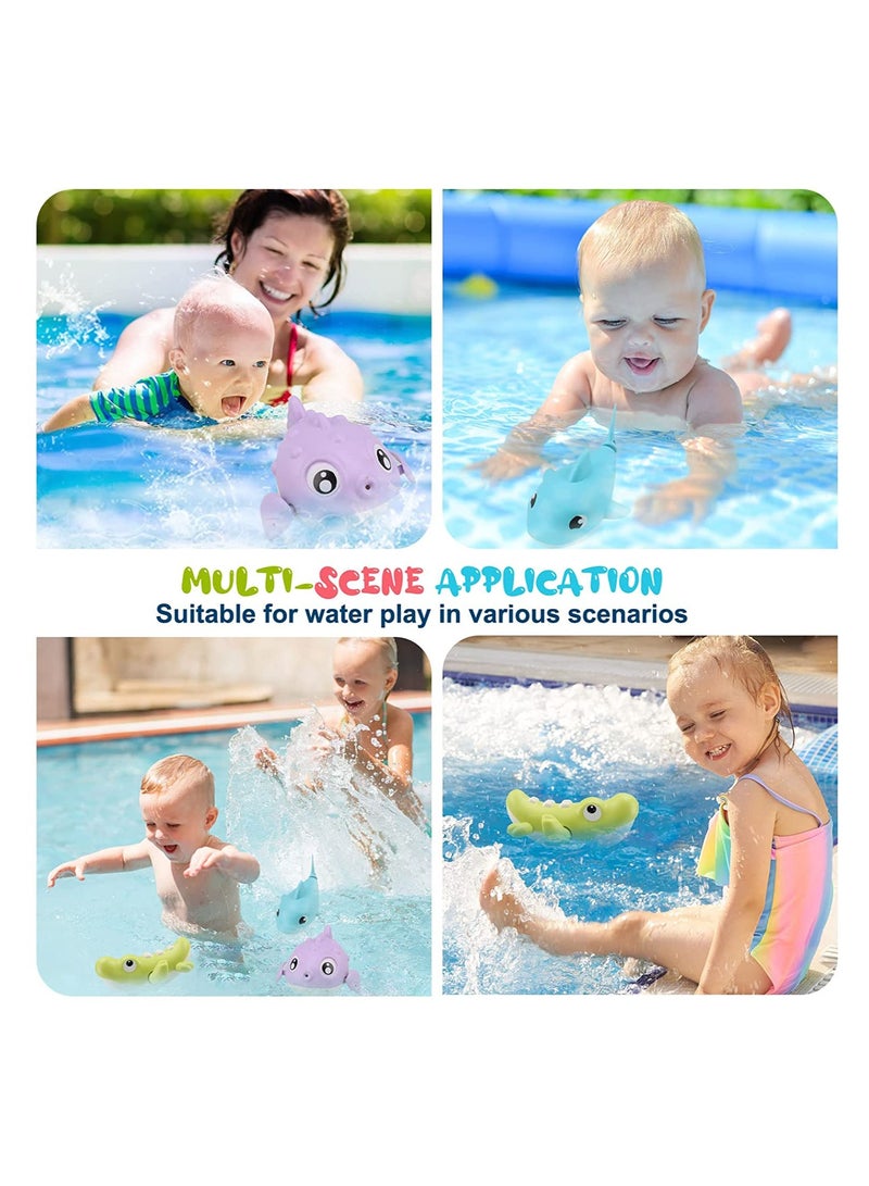 SOLARAE Bath Toys Cute Animal Baby Bathtub Wind Up Toys 3 Pack Swimming Pool Bath Toys for Toddlers 1-3 Water Play Set Shower Beach Gift for Age 1 2 3 4 5 6Year Old Kids Infant Boys Girls - Image 3
