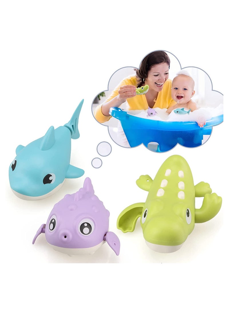 SOLARAE Bath Toys Cute Animal Baby Bathtub Wind Up Toys 3 Pack Swimming Pool Bath Toys for Toddlers 1-3 Water Play Set Shower Beach Gift for Age 1 2 3 4 5 6Year Old Kids Infant Boys Girls - Image 1