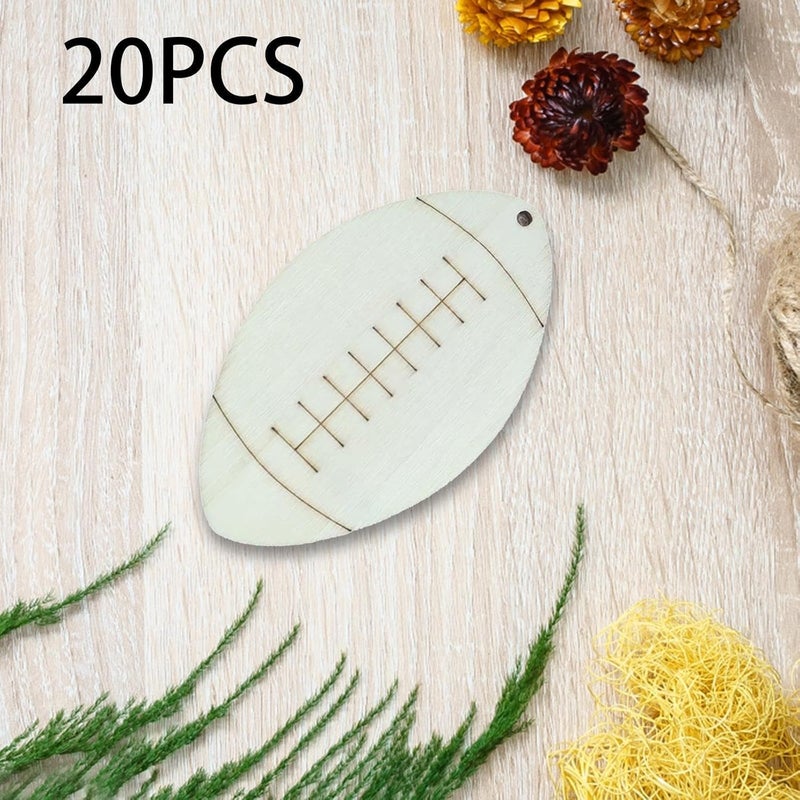 20x Wood Football Cutouts Wood Slices for Home Decoration DIY Craft Project - Image 5