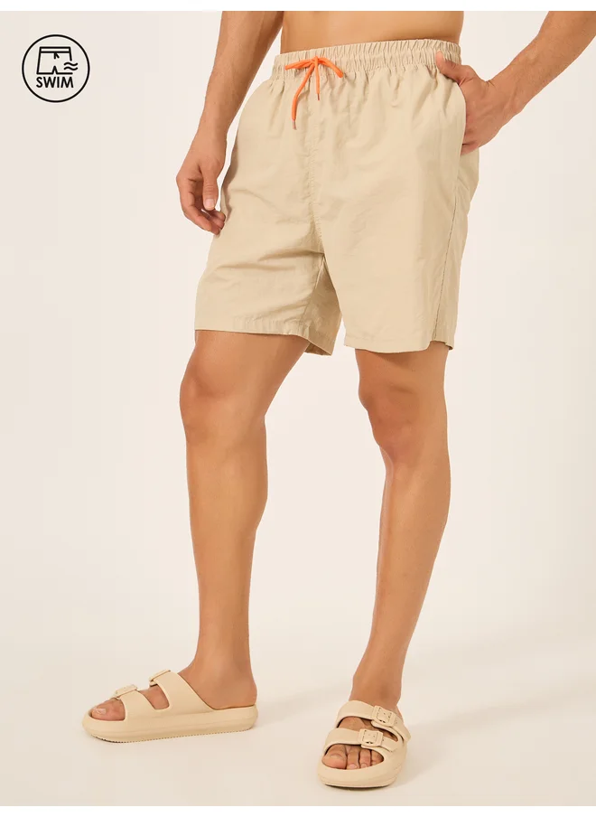 ستايلي Styli Solid Contrast Drawstring Swim Shorts