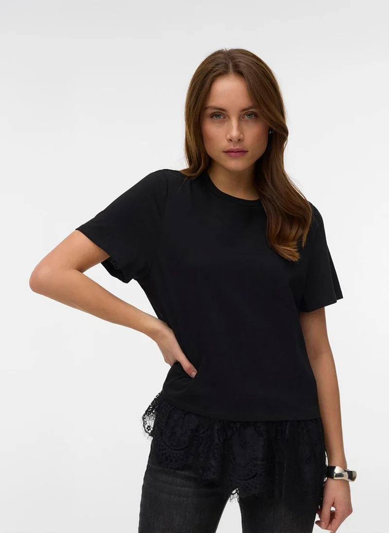 فيرو مودا VMBRIT Short Sleeve O-Neck Type Lace T-Shirt Jersey