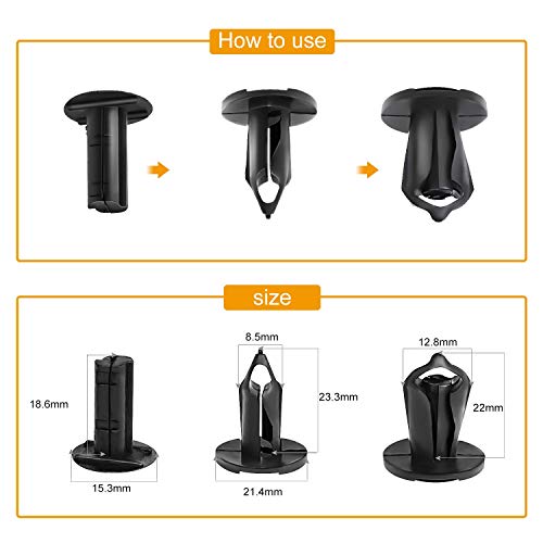 GOOACC 40PCS Nylon Bumper Fastener Rivet Clips 8mm for GM 21030249 Ford N807389S & Chrysler 6503598 Automotive Assembly Expansion Screws Kit - Image 2