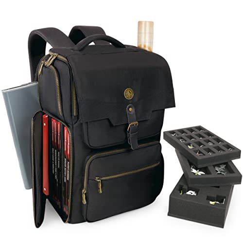 ENHANCE DnD Backpack - RPG DM Bag for Dungeons and Dragons - Travel DnD Bag Organizer fits 6-8 Books Upright, 18" Laptop/DM Screen Slot, Miniature Storage Foam Trays, Accessories Pockets, Map Strap - Image 1