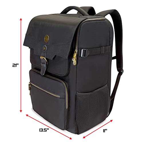 ENHANCE DnD Backpack - RPG DM Bag for Dungeons and Dragons - Travel DnD Bag Organizer fits 6-8 Books Upright, 18" Laptop/DM Screen Slot, Miniature Storage Foam Trays, Accessories Pockets, Map Strap - Image 2