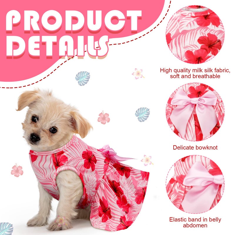 LEIFIDE 8 Pcs Summer Themed Hawaii Dog Dresses Holiday Flamingo Fruit Floral Pattern Pet Skirts Hawaii Puppy Princess Dresses Outfits Bowknot for Girl Dogs Cats Beach(Small) - Image 3