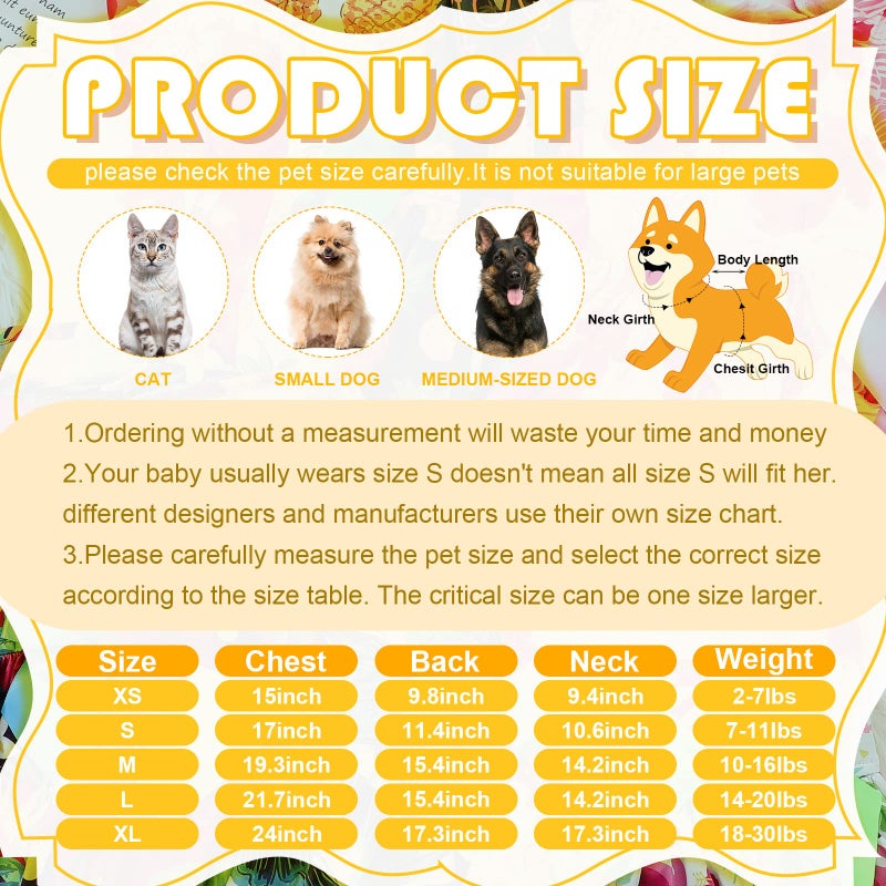LEIFIDE 8 Pcs Summer Themed Hawaii Dog Dresses Holiday Flamingo Fruit Floral Pattern Pet Skirts Hawaii Puppy Princess Dresses Outfits Bowknot for Girl Dogs Cats Beach(Small) - Image 2