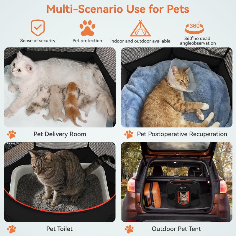 Siedihit Black Dog Cat Playpen, Puppy Pet Playpen Indoor for Small Dog Crate Tent Cage Outdoor, Portable Pop Up Dogs Enclosure Kennel with Carrying Case for Dogs/Cats/Rabbits - Image 3