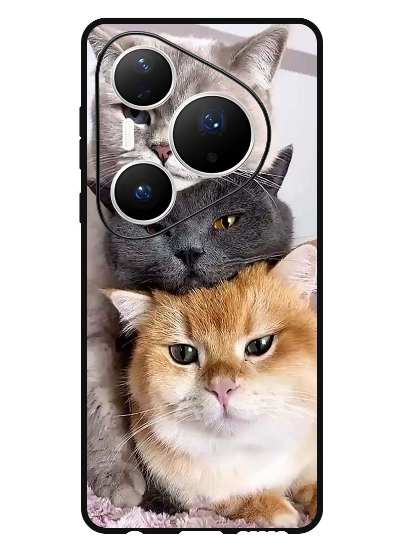 Theodor Case Compatible with Huawei Pura 80 Pro Plus 6.8 Inch Protection Shockproof Bumper Cover Cats - Image 1
