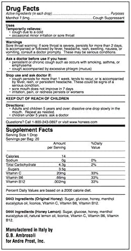 Honees Filled Honey Lemon Cough Drops Filled with Honey Menthol Lemon and Eucalyptus Nothing Artificial Natural Sore Throat Lozenges NonGMO Gluten Free 1 Pack 20 Drops - Image 4