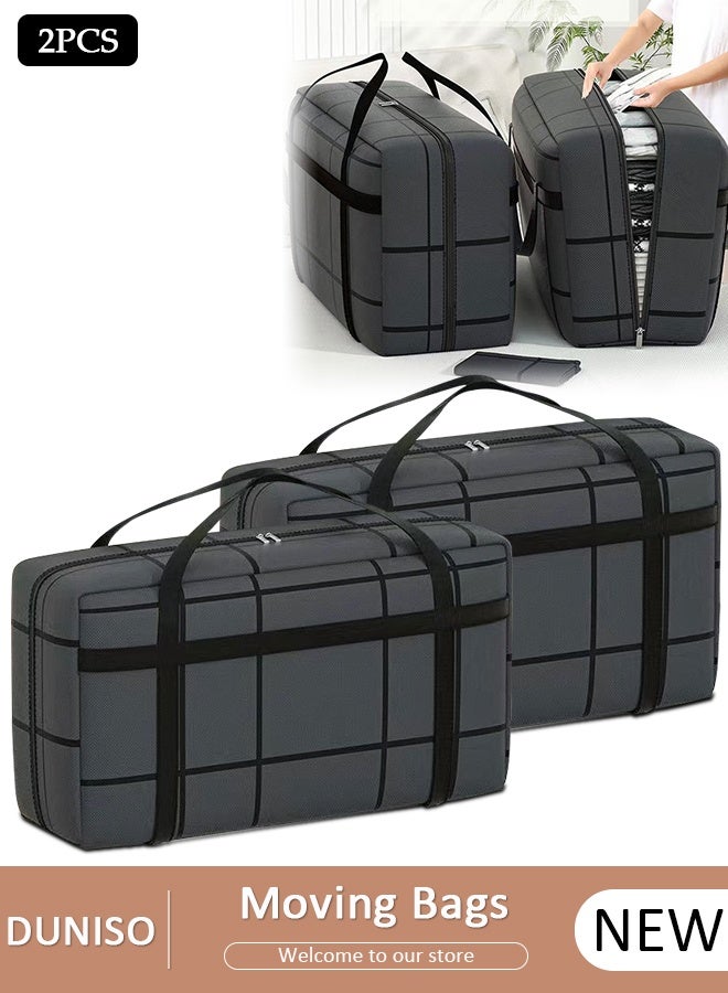 DUNISO 2 Pcs Extra Large Moving Bags,Heavy Duty Moving Totes with Two-Way Zippers Thicken Handles,Large Capacity Packing Totes,Water-Resistant Duffle Bag for Travel College Dorm - Image 1